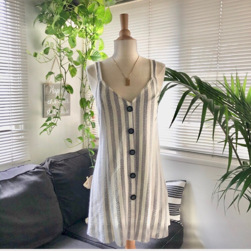 Zara Dress Cream Stripes Size M - Picture 1 of 7